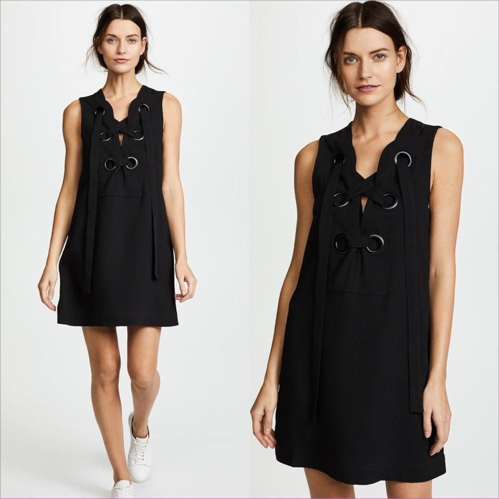 English Factory Black Lace-Up Mini Dress